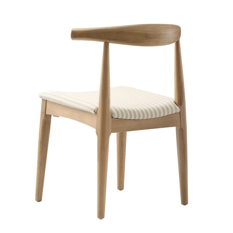 Arley Set of 2 Beech Wood Dining Chairs, Natural and Light Taupe Striped - Image 8