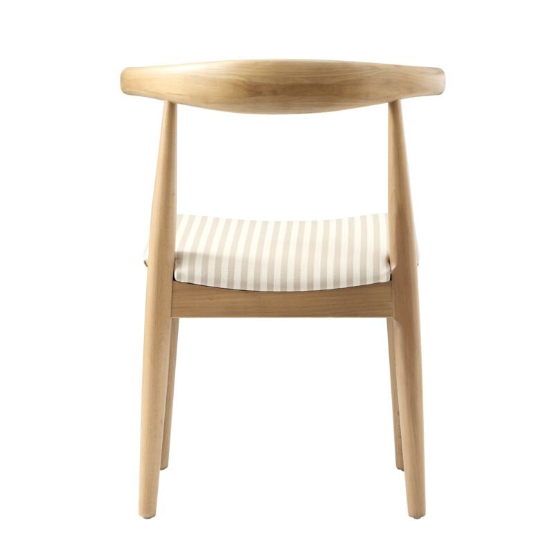 Arley Set of 2 Beech Wood Dining Chairs, Natural and Light Taupe Striped - Image 9