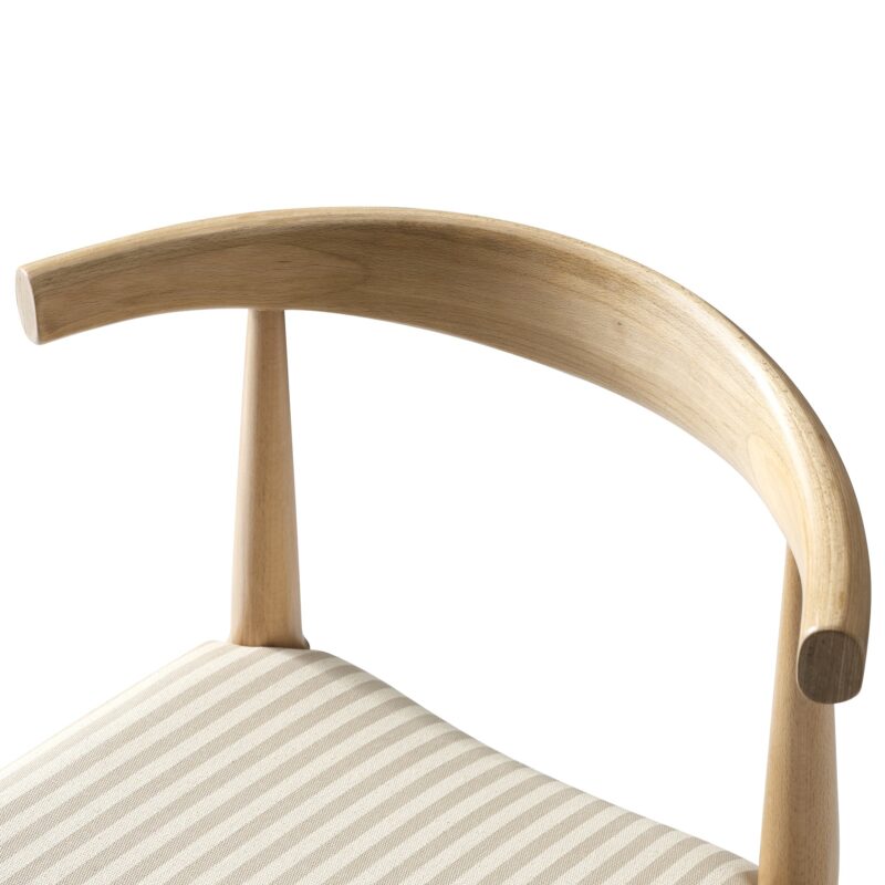 Arley Set of 2 Beech Wood Dining Chairs, Natural and Light Taupe Striped - Image 10