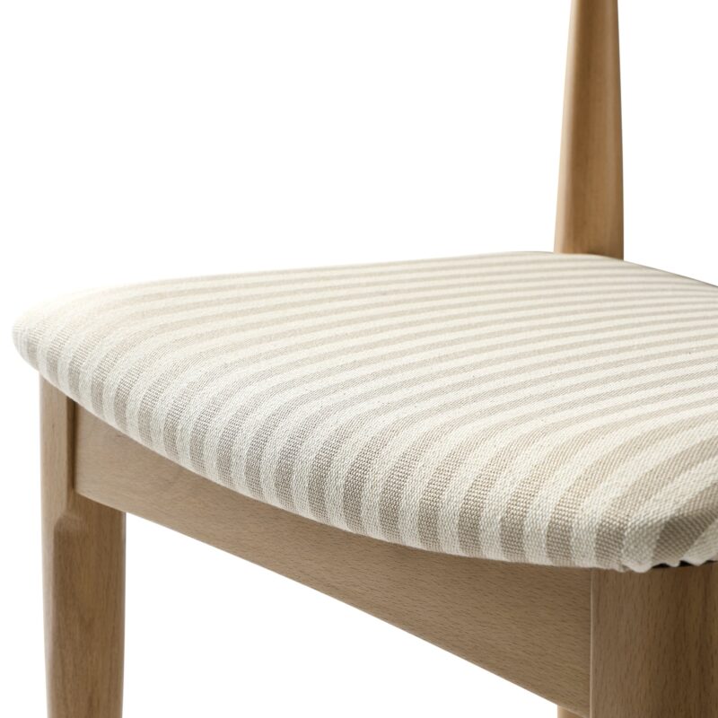 Arley Set of 2 Beech Wood Dining Chairs, Natural and Light Taupe Striped - Image 12