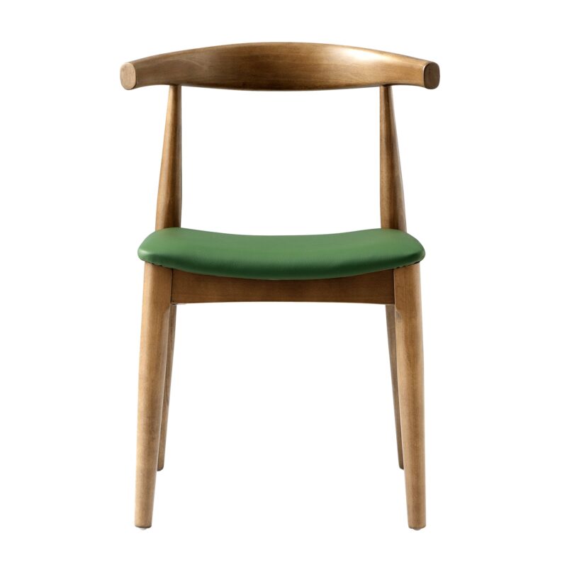 Arley Set of 2 Beech Wood Dining Chairs, Light Walnut and Olive Green - Image 4