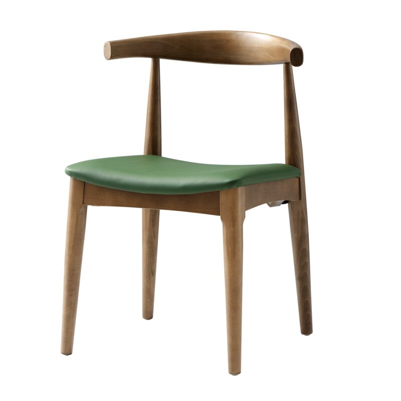 Arley Set of 2 Beech Wood Dining Chairs, Light Walnut and Olive Green - Image 5
