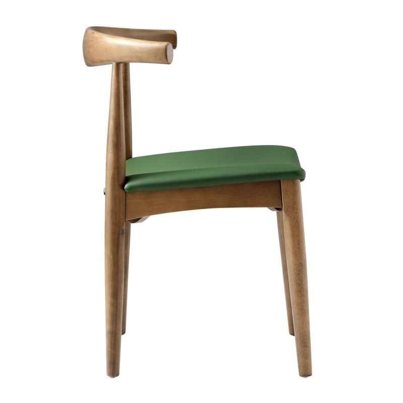 Arley Set of 2 Beech Wood Dining Chairs, Light Walnut and Olive Green - Image 6