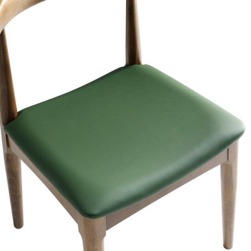 Arley Set of 2 Beech Wood Dining Chairs, Light Walnut and Olive Green - Image 10