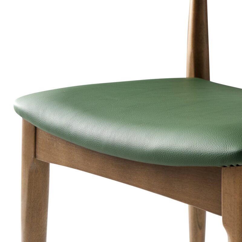 Arley Set of 2 Beech Wood Dining Chairs, Light Walnut and Olive Green - Image 11