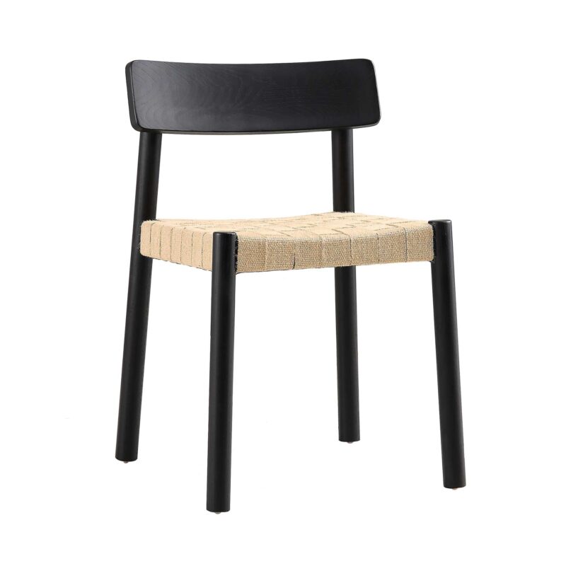 Ditton Set of 2 Elm Wood and Jute Dining Chairs, Black - Image 5