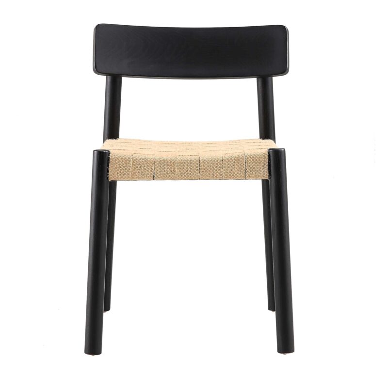 Ditton Set of 2 Elm Wood and Jute Dining Chairs, Black - Image 6