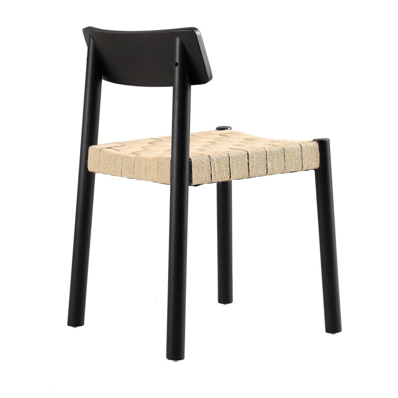 Ditton Set of 2 Elm Wood and Jute Dining Chairs, Black - Image 8
