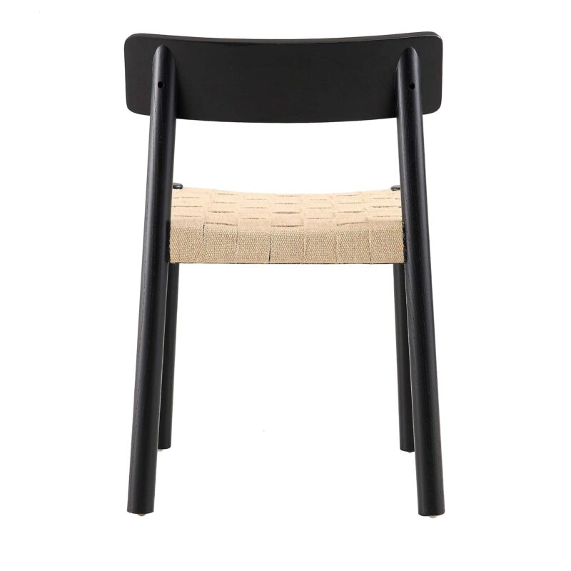 Ditton Set of 2 Elm Wood and Jute Dining Chairs, Black - Image 9