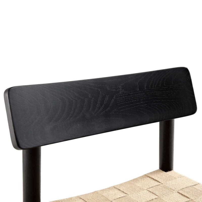 Ditton Set of 2 Elm Wood and Jute Dining Chairs, Black - Image 10