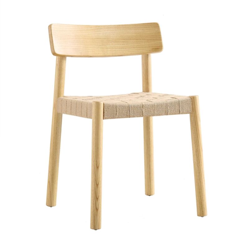 Ditton Set of 2 Elm Wood and Jute Dining Chairs, Natural - Image 3