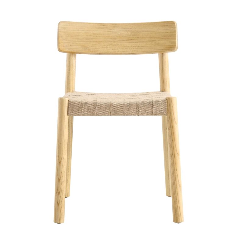 Ditton Set of 2 Elm Wood and Jute Dining Chairs, Natural - Image 5