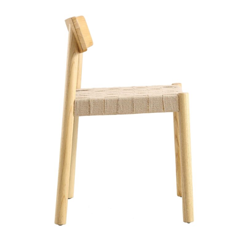 Ditton Set of 2 Elm Wood and Jute Dining Chairs, Natural - Image 6