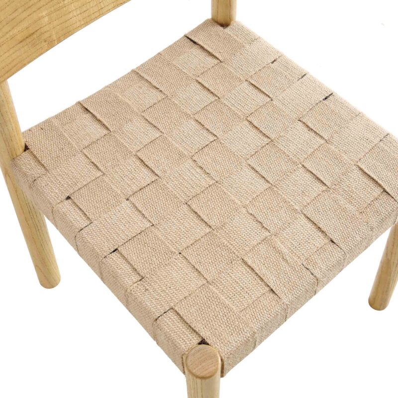 Ditton Set of 2 Elm Wood and Jute Dining Chairs, Natural - Image 10