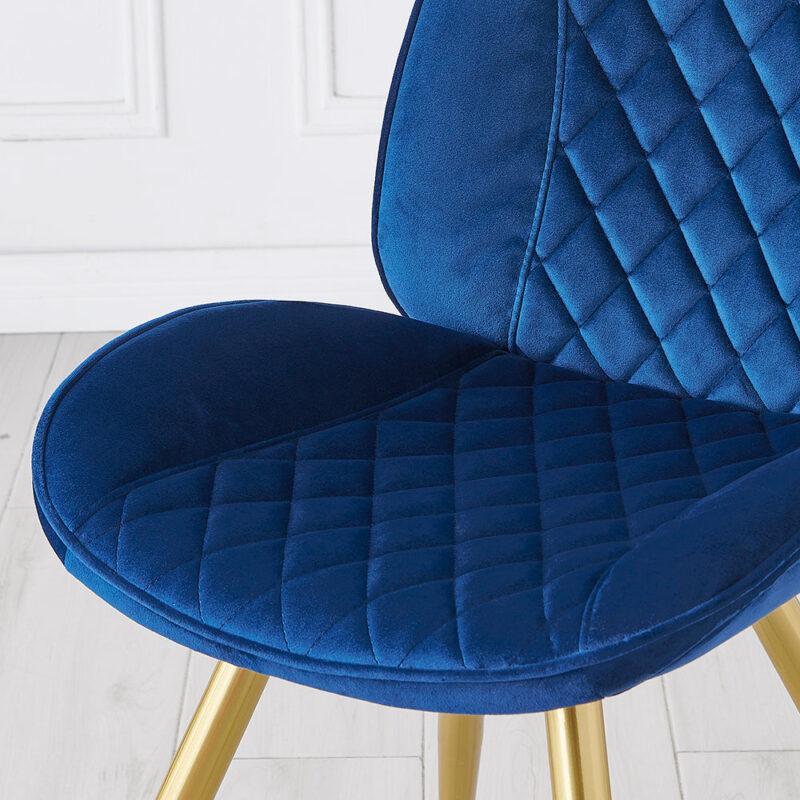 Set of 2 Cosford Diamond Stitch Dining Chairs (Blue Velvet) - Image 2