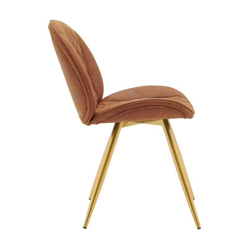 Set of 2 Cosford Diamond Stitch Dining Chairs (Vintage Tan Leather Effect Fabric) - Image 7