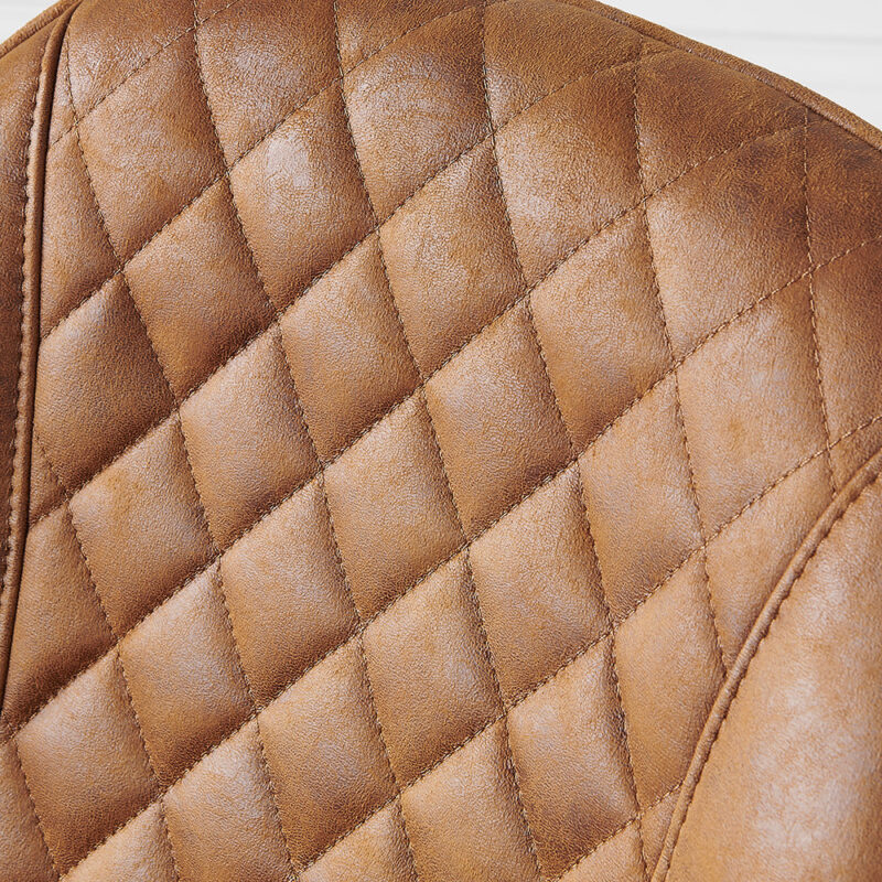Set of 2 Cosford Diamond Stitch Dining Chairs (Vintage Tan Leather Effect Fabric) - Image 3