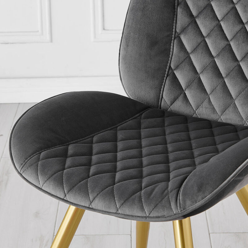 Set of 2 Cosford Diamond Stitch Dining Chairs (Grey Velvet) - Image 2