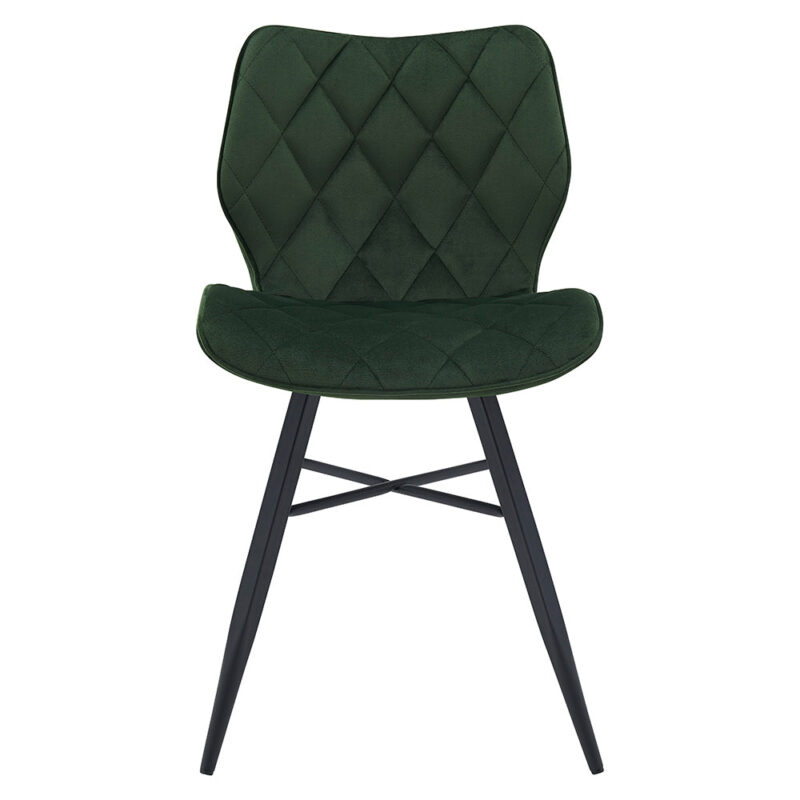 Set of 2 Ampney Velvet Diamond Stitch Dining Chairs with Metal Legs (Green Velvet) - Image 5