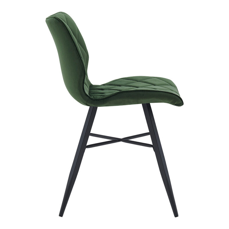 Set of 2 Ampney Velvet Diamond Stitch Dining Chairs with Metal Legs (Green Velvet) - Image 8