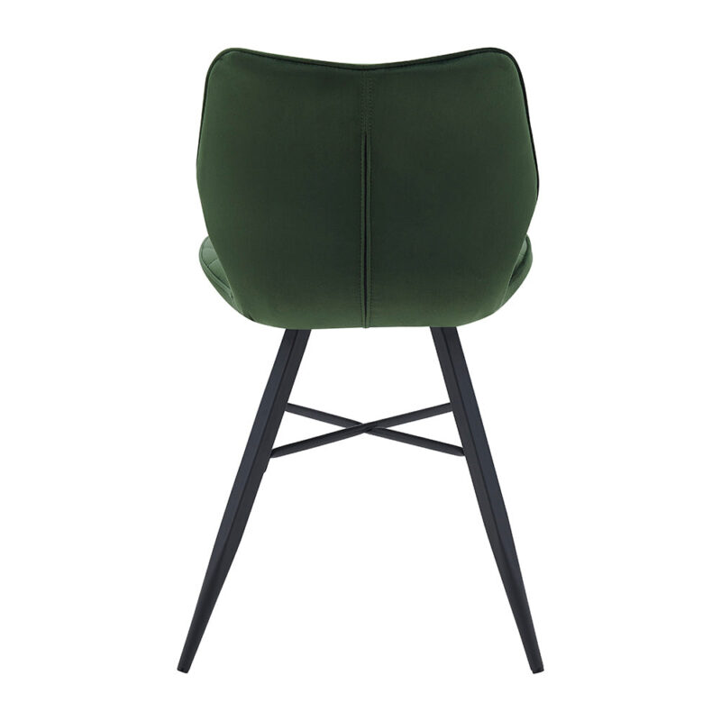 Set of 2 Ampney Velvet Diamond Stitch Dining Chairs with Metal Legs (Green Velvet) - Image 9
