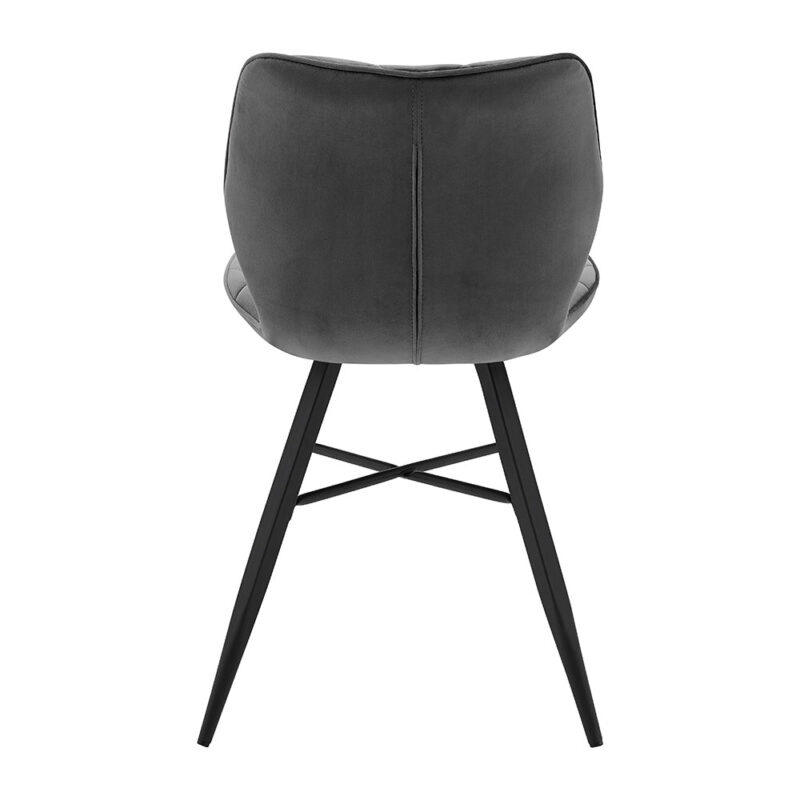 Set of 2 Ampney Velvet Diamond Stitch Dining Chairs with Metal Legs (Dark Grey Velvet) - Image 9