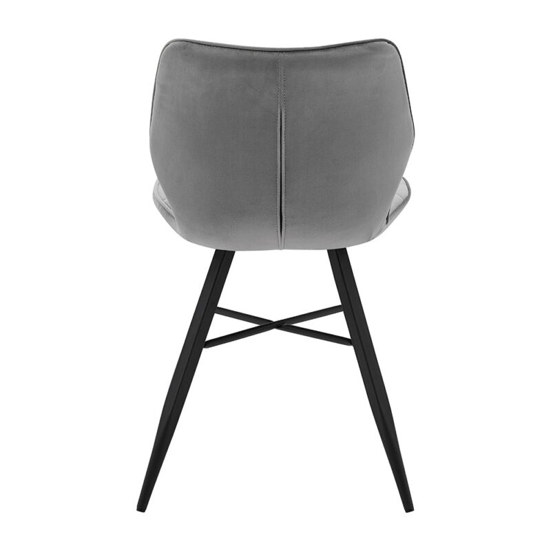Set of 2 Ampney Diamond Stitch Light Grey Velvet Dining Chair Set of 2 with Metal Legs - Image 8