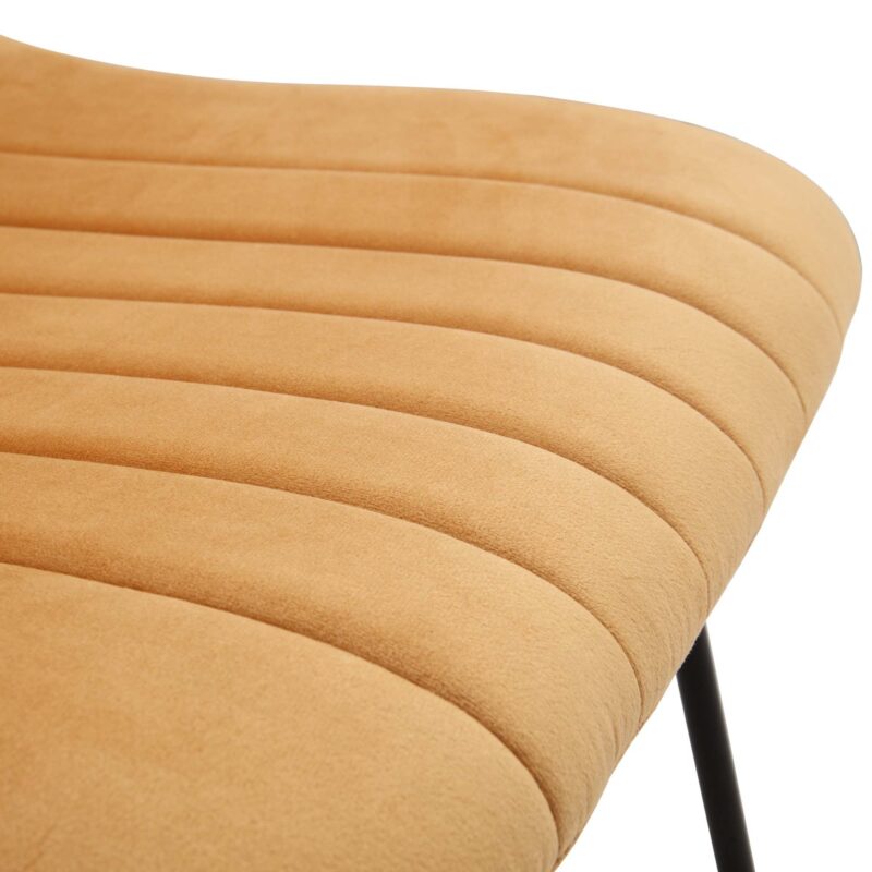 Sutton Set of 2 Mustard Yellow Velvet Fabric Fluted Dining Chairs with Metal Frame - Image 11