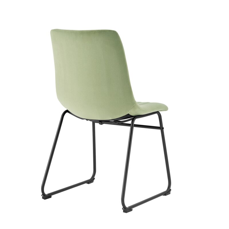 Sutton Set of 2 Sage Green Velvet Fabric Fluted Dining Chairs with Metal Frame - Image 7