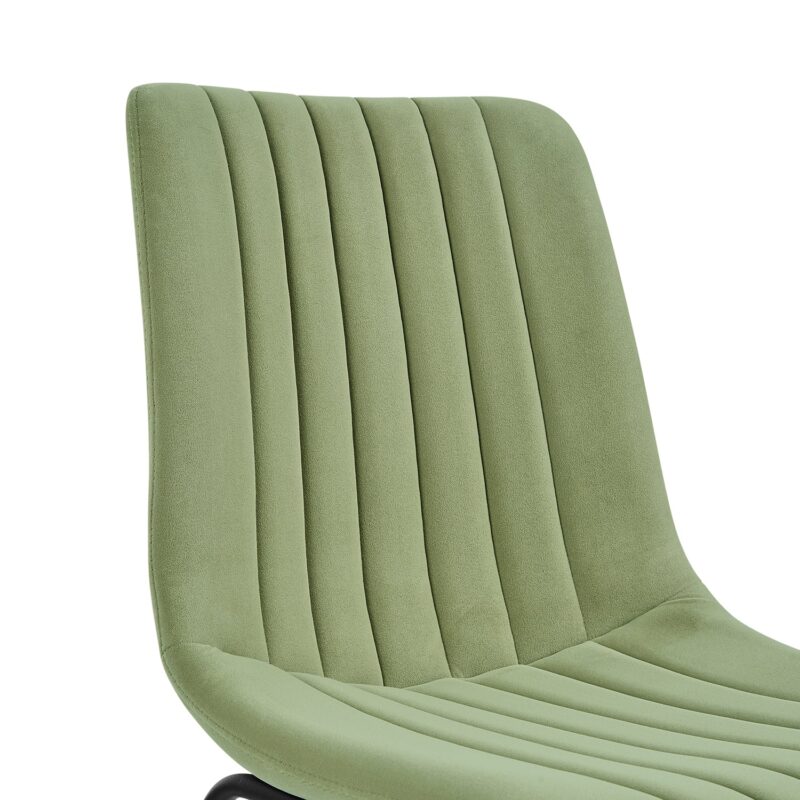 Sutton Set of 2 Sage Green Velvet Fabric Fluted Dining Chairs with Metal Frame - Image 8