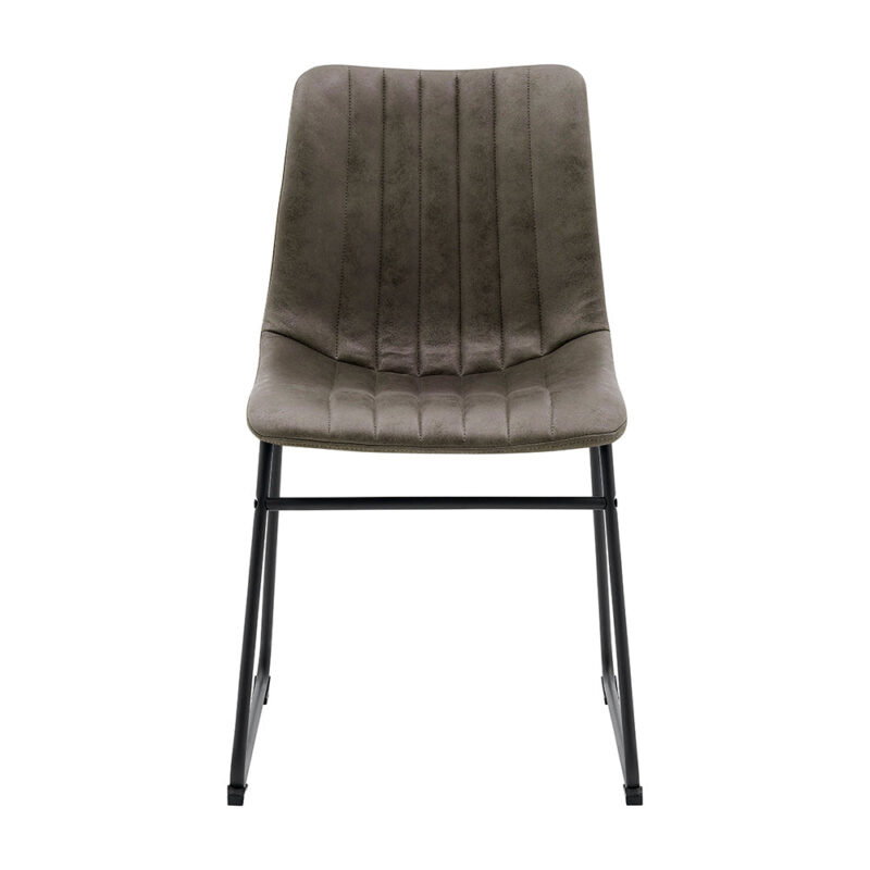Sutton Set of 2 Vegan Leather Fluted Dining Chairs with Metal Frame (Steel Grey) - Image 5