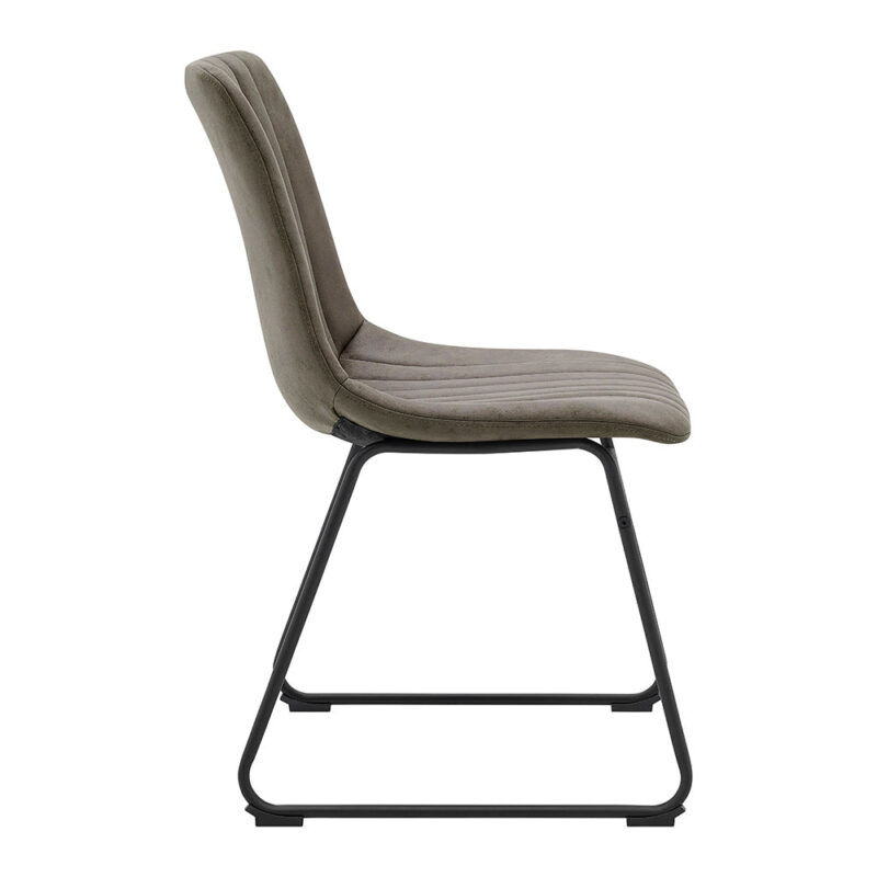 Sutton Set of 2 Vegan Leather Fluted Dining Chairs with Metal Frame (Steel Grey) - Image 7