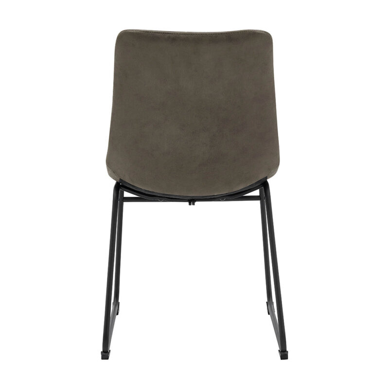 Sutton Set of 2 Vegan Leather Fluted Dining Chairs with Metal Frame (Steel Grey) - Image 8