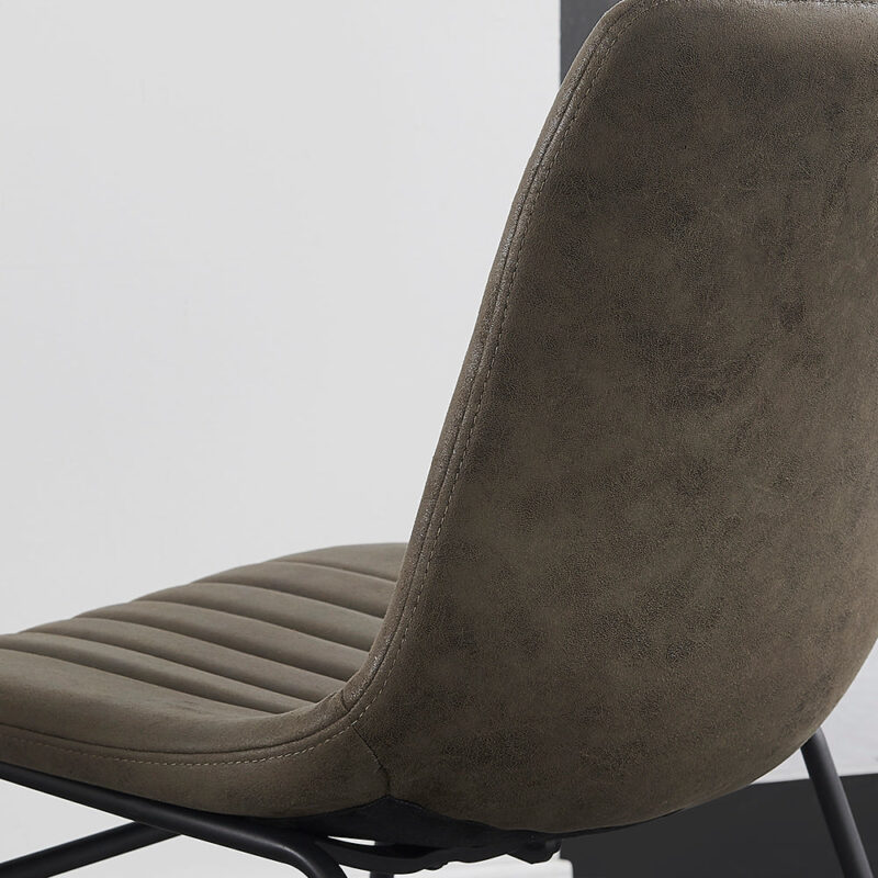 Sutton Set of 2 Vegan Leather Fluted Dining Chairs with Metal Frame (Steel Grey) - Image 3
