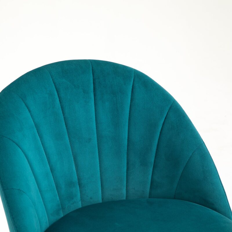 Milverton Pair of 2 Velvet Dining Chairs with Golden Chrome Legs (Teal) - Image 9