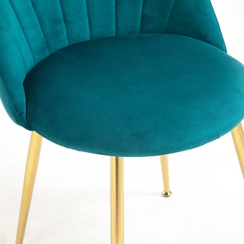 Milverton Pair of 2 Velvet Dining Chairs with Golden Chrome Legs (Teal) - Image 10