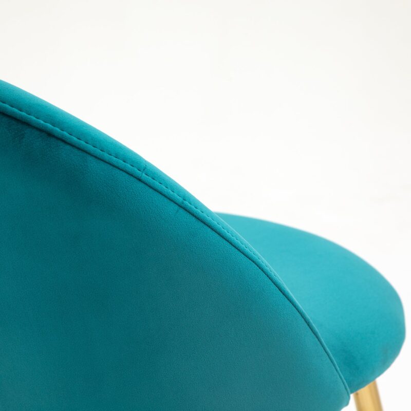 Milverton Pair of 2 Velvet Dining Chairs with Golden Chrome Legs (Teal) - Image 11