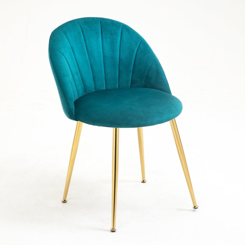 Milverton Pair of 2 Velvet Dining Chairs with Golden Chrome Legs (Teal) - Image 3