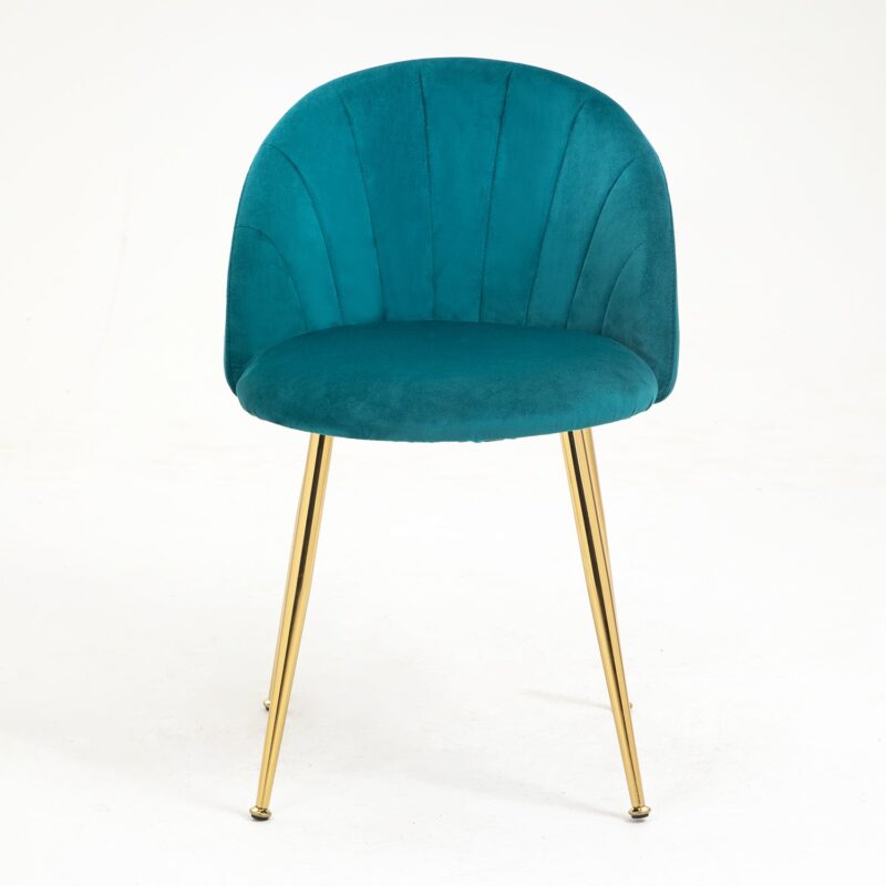Milverton Pair of 2 Velvet Dining Chairs with Golden Chrome Legs (Teal) - Image 4