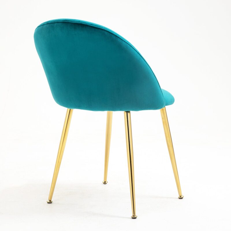 Milverton Pair of 2 Velvet Dining Chairs with Golden Chrome Legs (Teal) - Image 7
