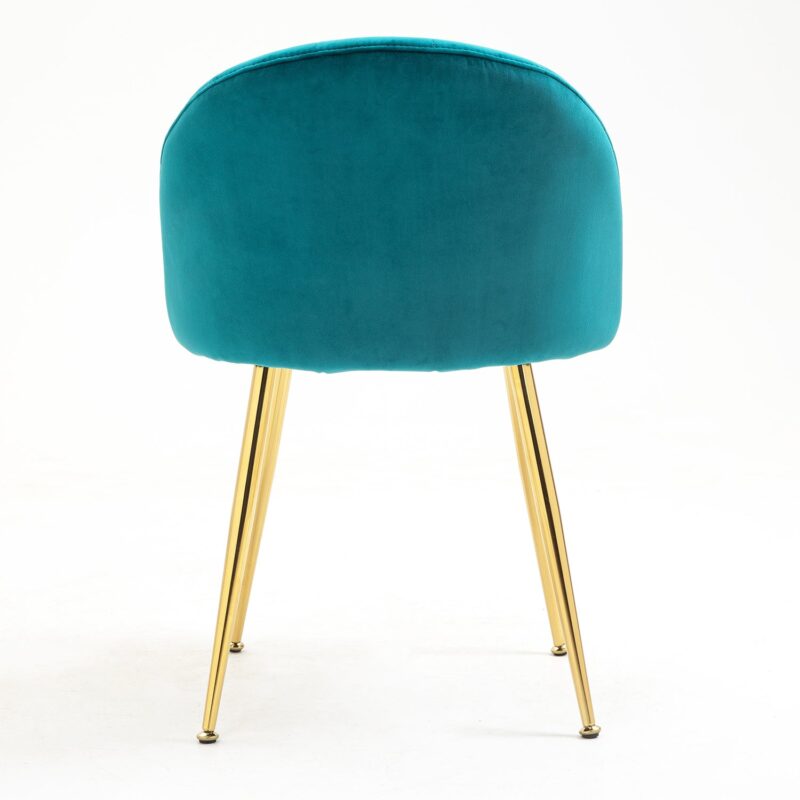 Milverton Pair of 2 Velvet Dining Chairs with Golden Chrome Legs (Teal) - Image 8