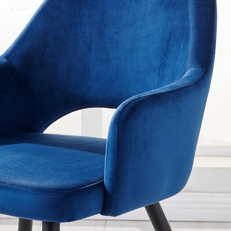 Belvoir Velvet Dining Chair with Metal Legs (Blue Velvet) - Image 2