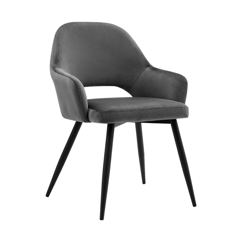 Belvoir Velvet Dining Chair with Metal Legs (Grey Velvet) - Image 4