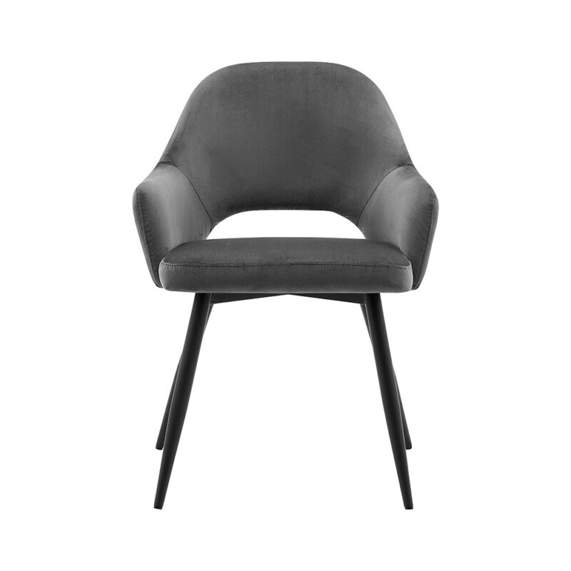 Belvoir Velvet Dining Chair with Metal Legs (Grey Velvet) - Image 5