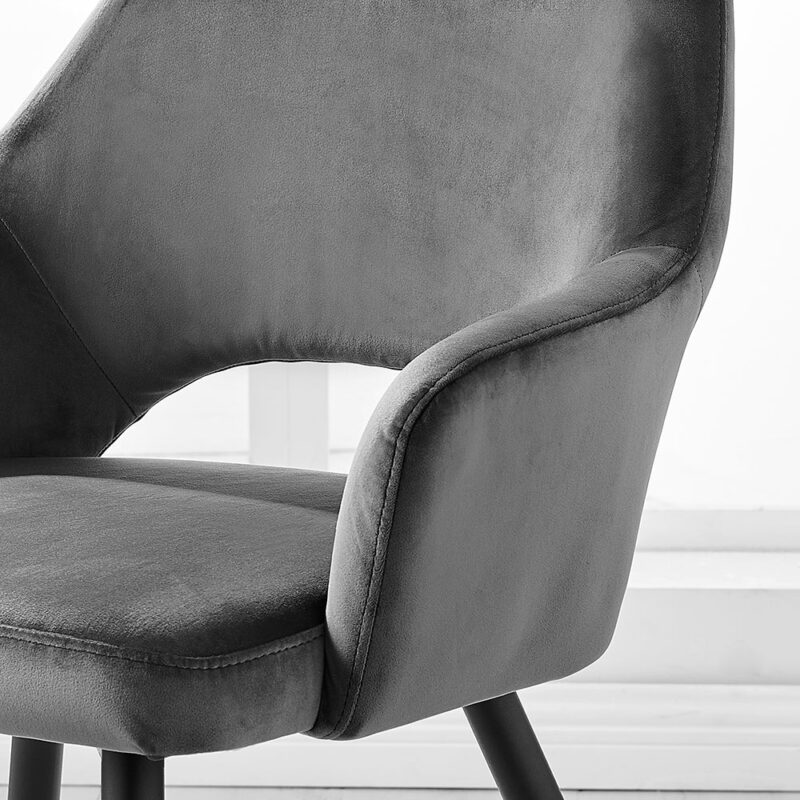 Belvoir Velvet Dining Chair with Metal Legs (Grey Velvet) - Image 2