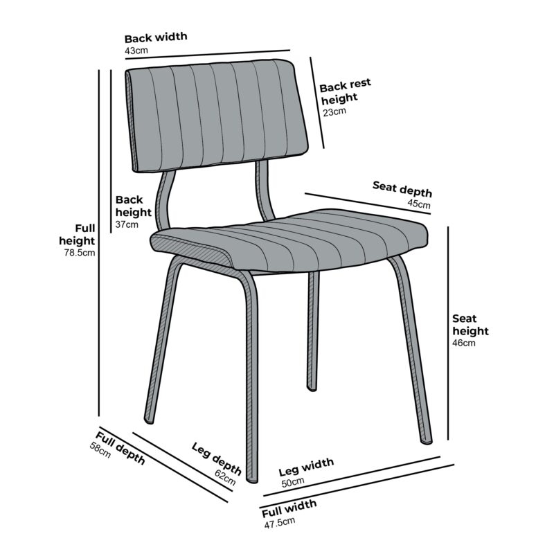 Charlecote Set of 2 Fluted Dining Chairs (Dark Brown PU) - Image 6
