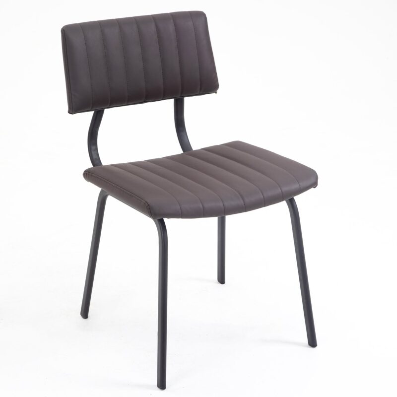 Charlecote Set of 2 Fluted Dining Chairs (Dark Brown PU) - Image 4