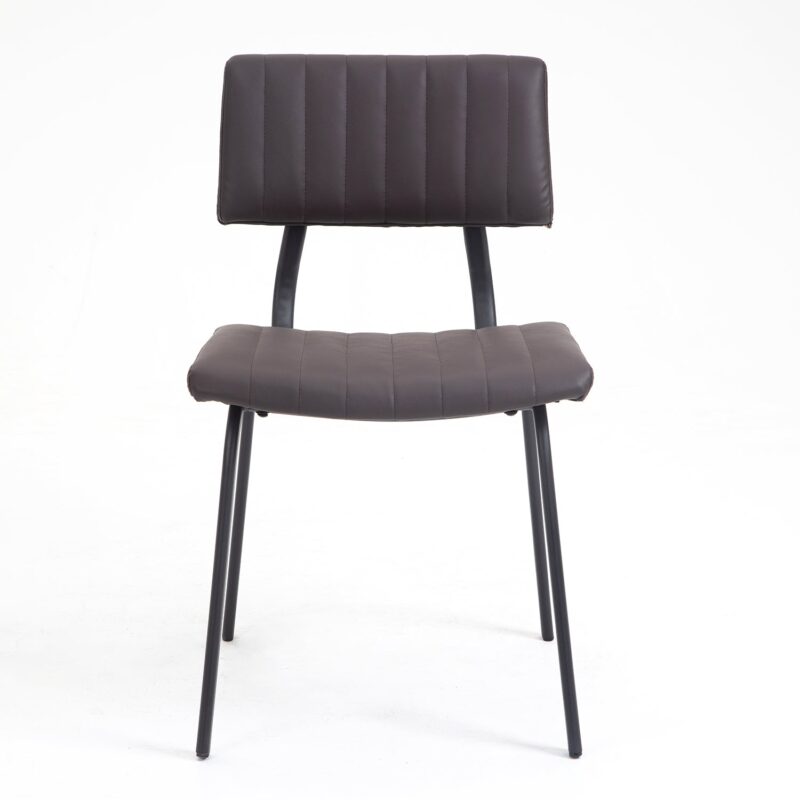 Charlecote Set of 2 Fluted Dining Chairs (Dark Brown PU) - Image 5