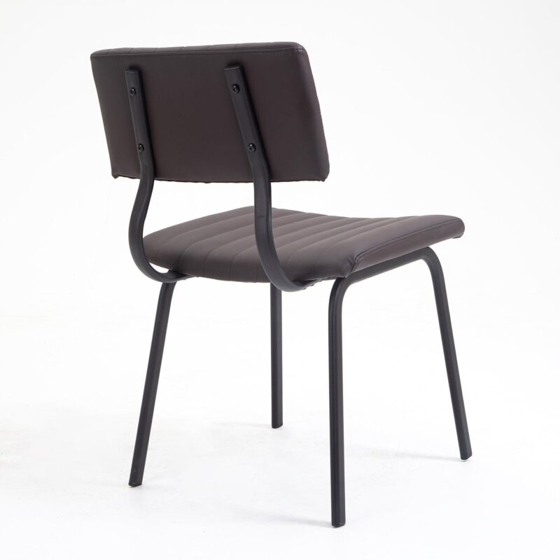 Charlecote Set of 2 Fluted Dining Chairs (Dark Brown PU) - Image 8