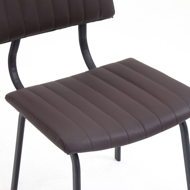 Charlecote Set of 2 Fluted Dining Chairs (Dark Brown PU) - Image 11